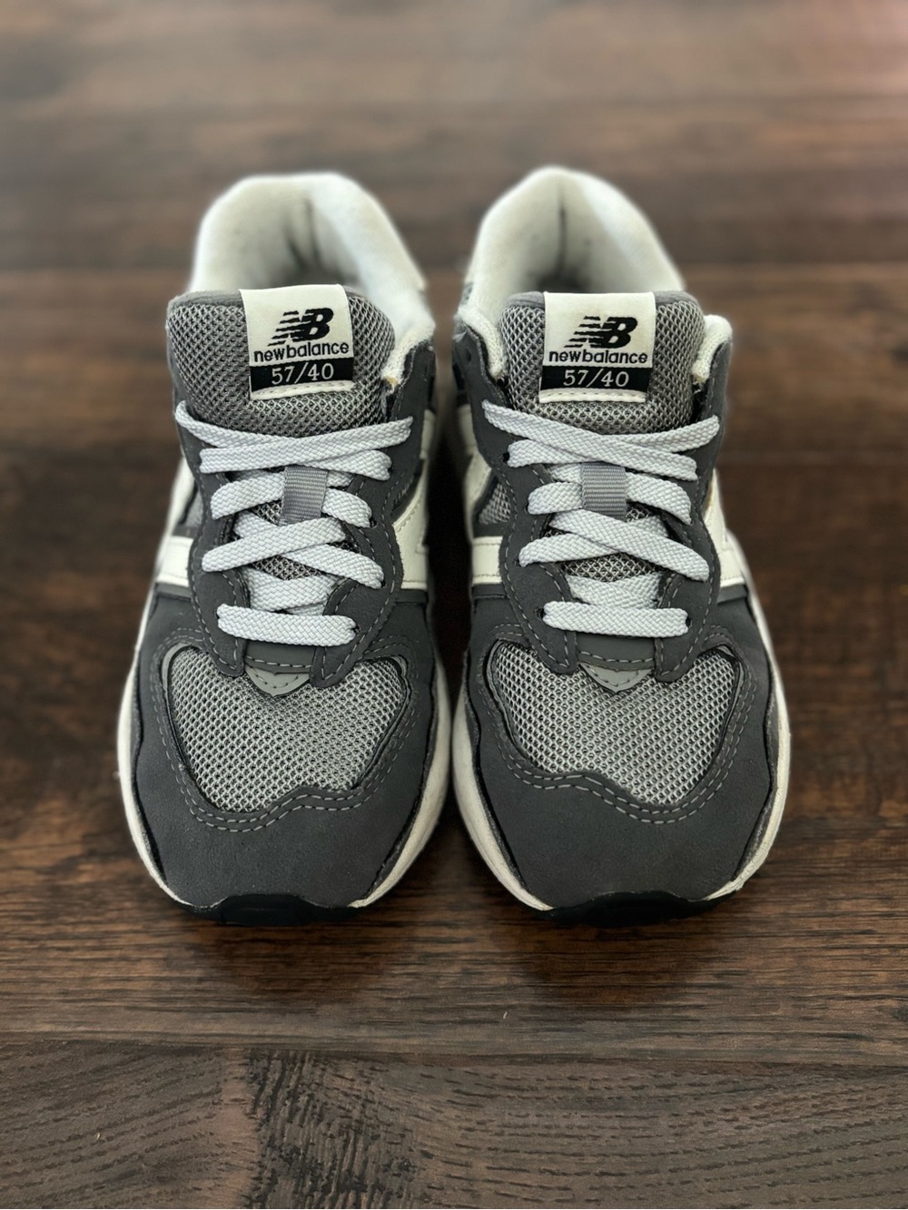 New Balance Kids Gray and White Sneakers